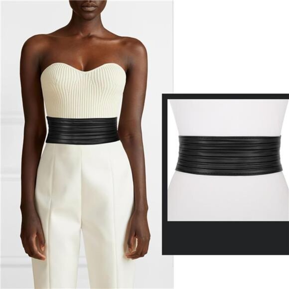 Wide Elastic Corset Belt | 4” Braided or 3” PU Leather Cinch - Picture 1 of 2
